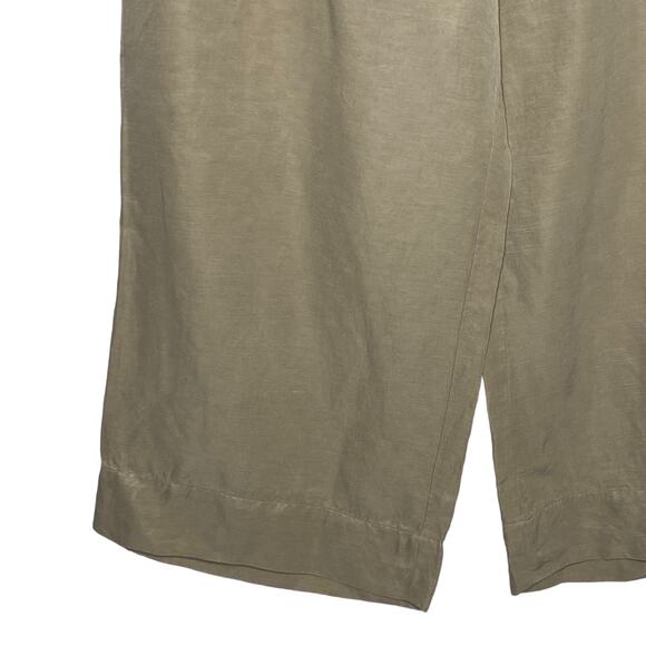 J Jill Womens Size 14 Tan Wide Leg Capri Pants Silk Linen Flat Front Crop - Picture 4 of 9